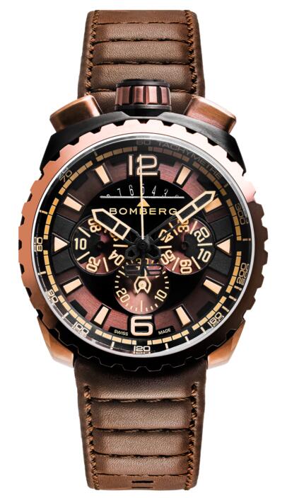 Review Bomberg Bolt-68 BS45CHPBRBA.050-2.3 Dark Brown Chronograph Replica mens watch - Click Image to Close